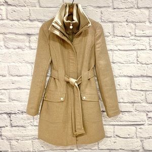 Calvin Klein Tan Belted Wool Coat
